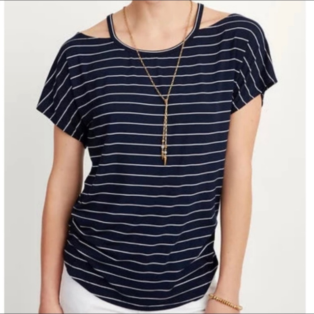 Stella & Dot Willow Cut Out Striped Tee